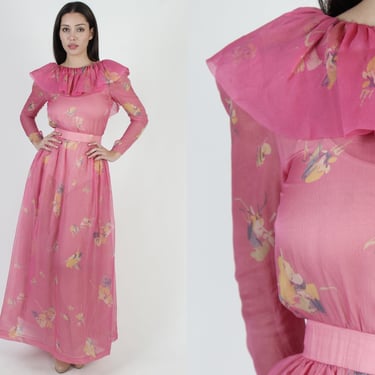Christian Dior Designer Silk Evening Long Dress With Ruffle Bodice 