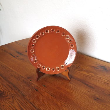 Vintage Tlaquepaque Handmade Red Clay Mexican Plate Folk Art Redware Rustic Primitive Red Barro Clay 