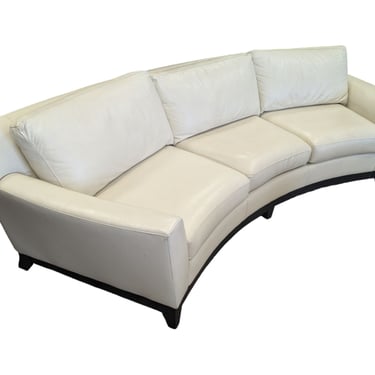 Cream Leather C-Shaped Couch