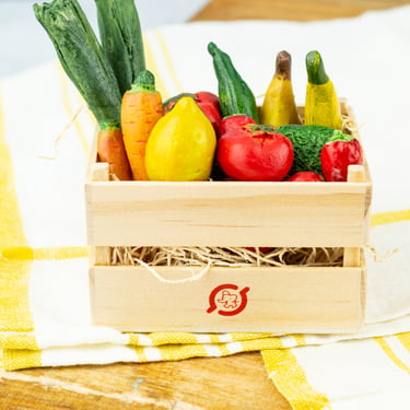 Danish Crate of Miniature Fruits and Veggies