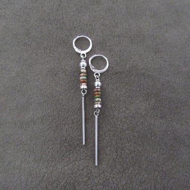 Minimalist multicolor imperial jasper earrings silver 