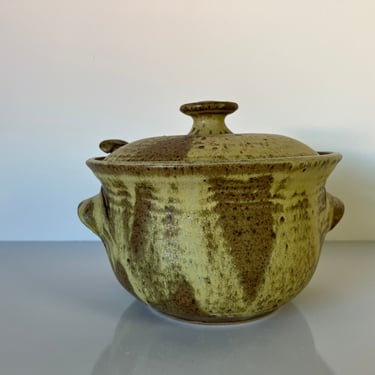 Mid-Century Rebbilo Studio Pottery Lidded Pot W/ Spoon 