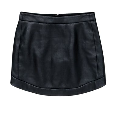 BCBG Max Azria - Black Faux Leather "Kanya" Miniskirt w/ Curved Hem Sz XXS