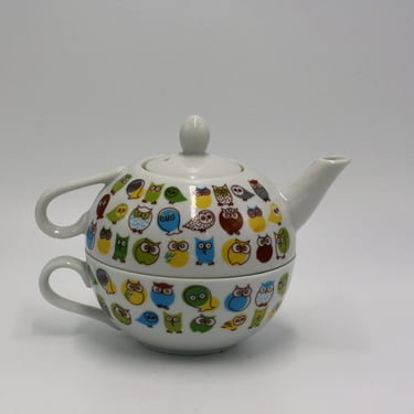 vintage Jewel owl teapot and cup made in Japan 