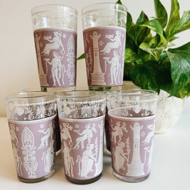 Set of 8 Lavender Grecian Glasses