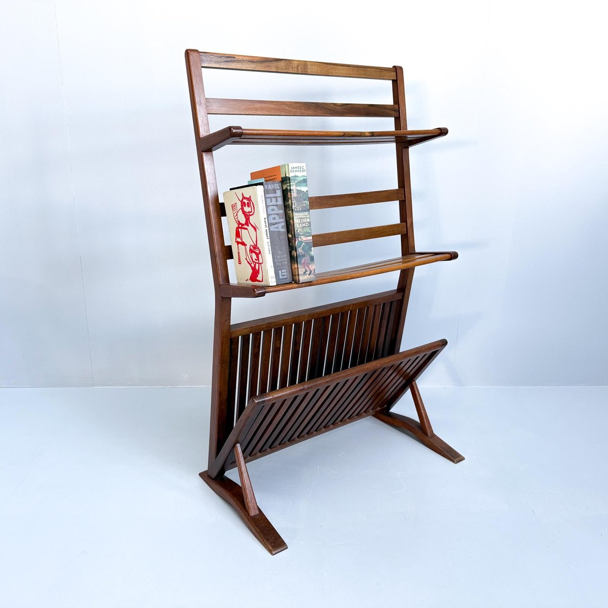 Vintage Mid-Century Walnut Bookshelf and Magazine Rack (1960s ...