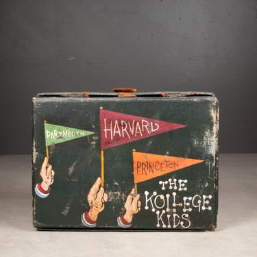 Antique Hand Painted Ivy League College Band Lunch Box c.1920