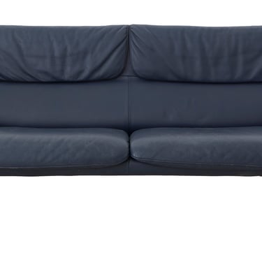 Vintage Blue Leather Sofa