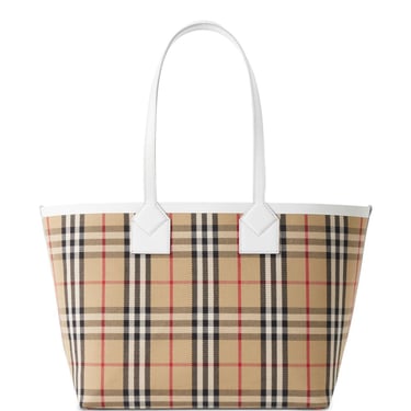 Burberry Women Check Motif Small Tote Bag