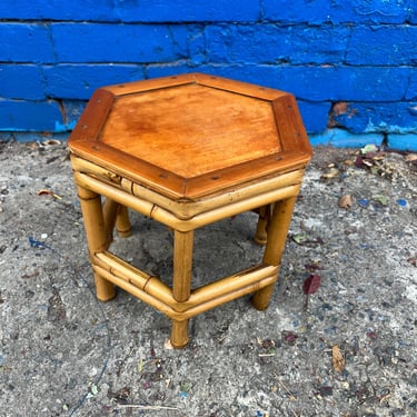 Vintage Hexagon Bamboo Plant Stand 