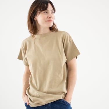 Vintage Tan Tee T-Shirt | Unisex Short Sleeve Boatneck Tee | European Cotton | S | TT2 