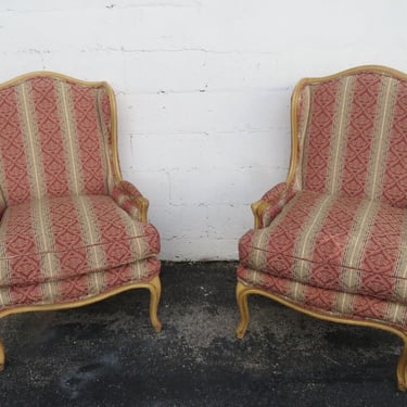 French Painted Wing Side Living Bed Room Den Chairs a Pair 3663