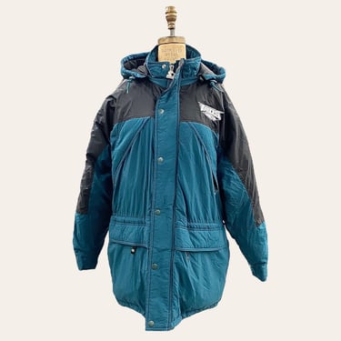 Vintage Philadelphia Eagles Starter Jacket 1990s Retro Size XL + Midnight Green + NFL Football Merch + Philly Sports + Winter Coat With Hood 