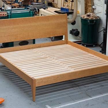 Willard Bed Frame, Cherry Platform Bed, Solid Wood Bed Frame, Mid Century Modern Bed 