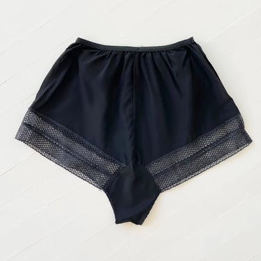 Vintage Black Nylon Tap Shorts with Net Trim 