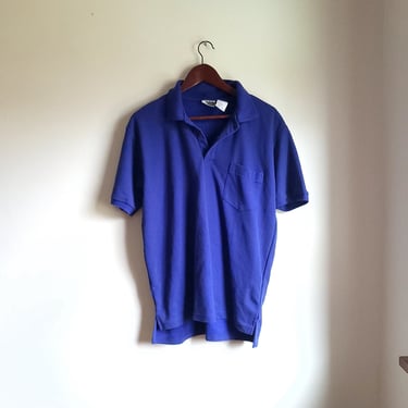 Vintage 1990's Y2K Basic Editions Indigo Purple Polo / Large / Made in USA 