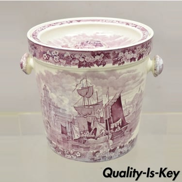 Antique Wedgwood Ferrara Etruria Plum Purple Porcelain Lidded Chamber Slop Pot