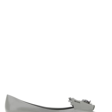 Prada Women Light Grey Leather Ballerinas