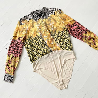 1980s Escada Printed Silk Bodysuit 