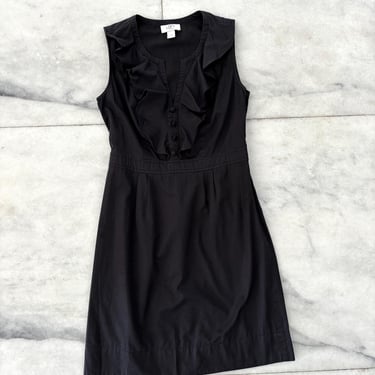 Vintage Ann Taylor LOFT Dress Black Cotton Ruffle Sleeveless Women 4P 