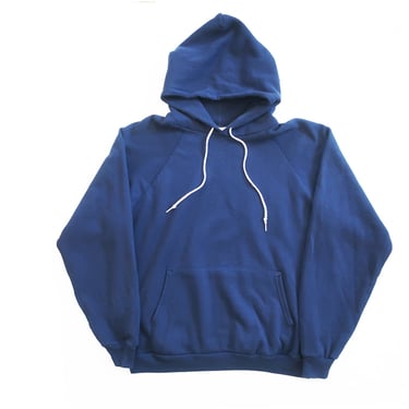 vintage sweatshirt / 80s hoodie / 1980s Hanes navy blue raglan hoodie pull over sweatshirt XL 