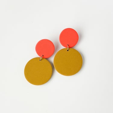 Papaya and Amberglow Dainty Polymer Clay Earrings, Lightweight Statement Hypoallergenic, Fall Winter Style Modern Minimalist | PHILLIPA 