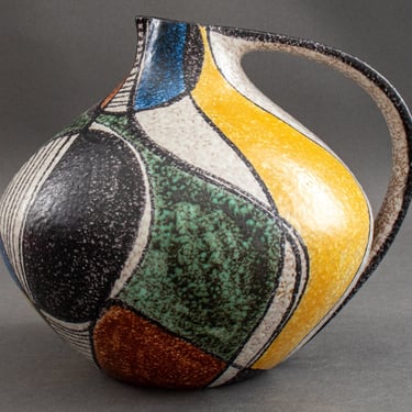Mid-Century Ruscha Handgemalt Art Ceramic Pitcher