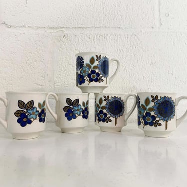 Vintage Hawaii Cup WH Grindley 1960s Mug England Floral Blue Flower Power Coffee Tea Cup Mid Century Modern Boho Flowers Dainty Cute Kawaii 