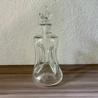 Vintage Holmegaard Kluk Kluk Glass Decanter with Crown Glass Stopper by Jacob Bang, Glass Bottle Jacob Bang Kastrup Danish Modern 