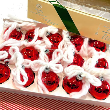 VINTAGE: 15pcs - Red Glass Ornaments in Box  - Jumbo Pyramid Glass Ornaments - Mercury Glass - Christmas - SKU 28 29-D-00040128 