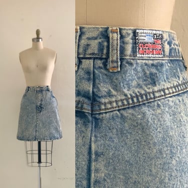 vintage 80's acid wash denim mini skirt 