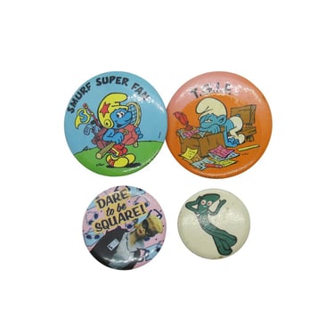 Vintage 80s Pinback Buttons - Smurfs Barbie Gumby - Novelty Pins - You Choose - Genuine Vintage Pins 70s 80s 90s 