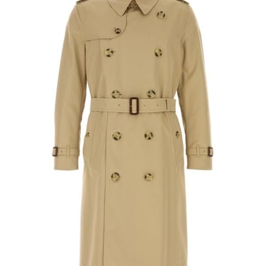 Burberry Men Beige Cotton Heritage Kensington Trench Coat