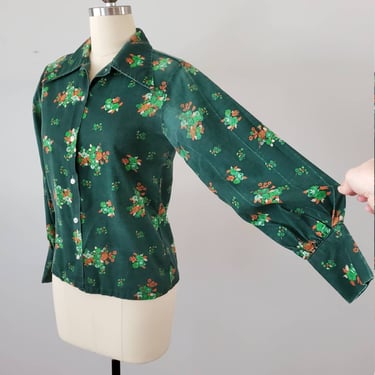 Late 1960s Hippie Blouse with Large Collar and Bishop Sleeves by Lucky Girl 60s Boho Shirt 60's Women's Vintage Size Small 