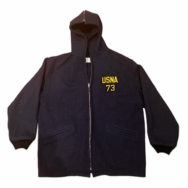 Vintage 1973 U.S. Naval Academy Hoodie Jacket Full Zip Midshipmen Store NAVY 