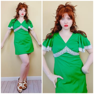 1970s Vintage Green Polyester Gogo Dress / 70s / Seventies | Love Hurts  Vintage - Franklin, TN | ATTIC