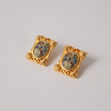 Vintage Ornate Frame Earrings