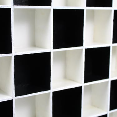 Checkerboard Shadow Box | Refurbished, Vintage Wooden Shadow Box | Classic Black & White Display Case | Bixley Shop 