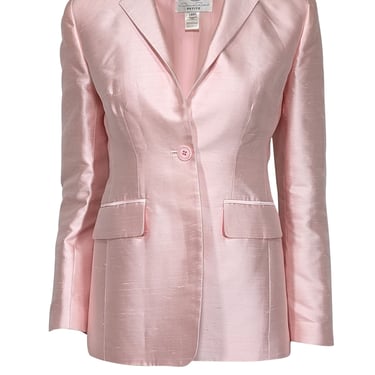 Oscar de la Renta - Pink Silk Single Button Blazer Sz 4P