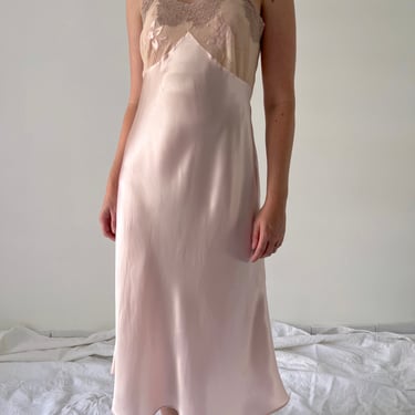 1930's Pink Spaghetti Strap Slip Chiffon Bust