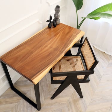 Desk - U Shaped Legs, Solid Wood Desk, Live Edge Hardwood Desk, Modern Desk, Office Desk, Desk with Storage 