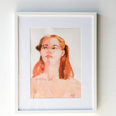 Louise Cadillac Watercolor - Pink Female Nude Portrait