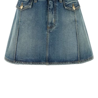 Alexander Mcqueen Women Denim Mini Skirt