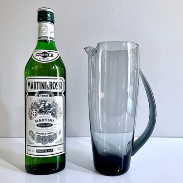 Vintage Morgantown Normandie, Smoke Grey Gray Glass, Martini Pitcher - Mid Century Modern, Cocktails, Bar Barware, Gift for Him 