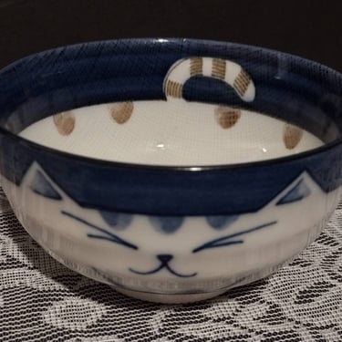 Vintage Sousaku Japan Porcelain Cat Bowl 5