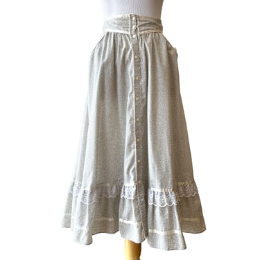 Jessicas Gunnies Prairie Skirt, 1970s Boho Style Skirt, Floral Peasant Skirt, Hippie Style, 25 Inch Waist, 