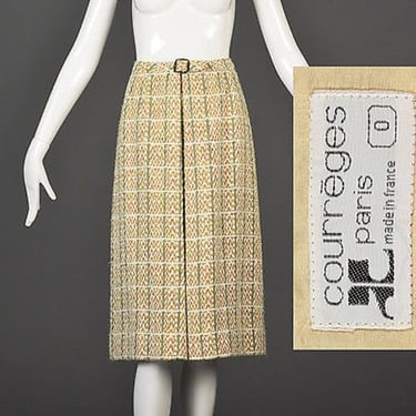 Small 60s Courreges Skirt | Chunky Tweed Skirt | Designer Skirt | Knee Length A-Line Skirt | Designer Vintage | 1960s Vintage Skirt 
