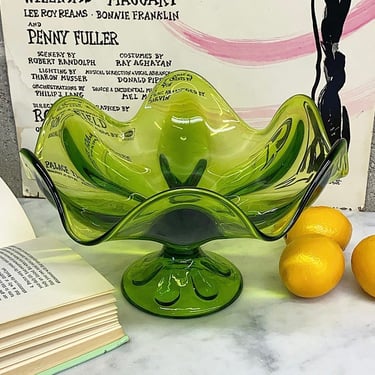 Vintage Viking Glass Bowl Retro 1960s Mid Century Modern + Green + Handblown + Scalloped + Petal Edge + MCM + Fruit or Candy + Home Decor by RetrospectVintage215