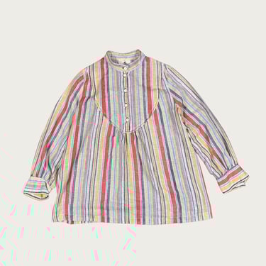 (L/XL) 70s Multicolor Striped Blouse