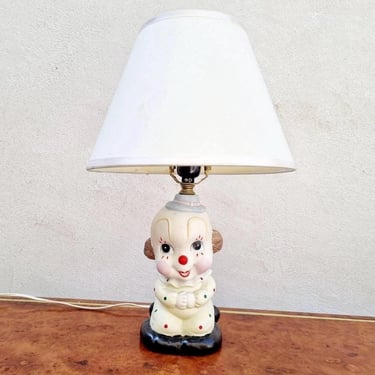 Mid Century Table Lamp / Vintage Ceramic Bedside Lamp / Italian Design / Clown Lamp / Home Decor / Ceramic & Metal / Italy / 1970 / '70s 